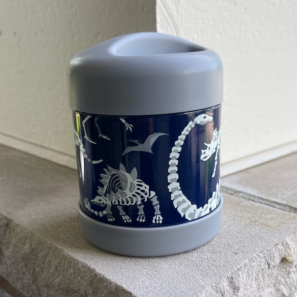 Pottery Barn Kids Mackenzie Blue/Gray Glow-in-the-Dark Dinos Hot Cold Container - Picture 3 of 6